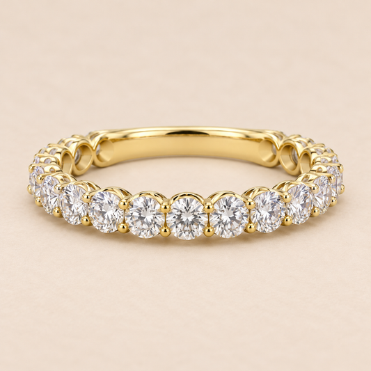 Round Diamond Wedding Band 1.76 ct in 14K yellow gold, front view
