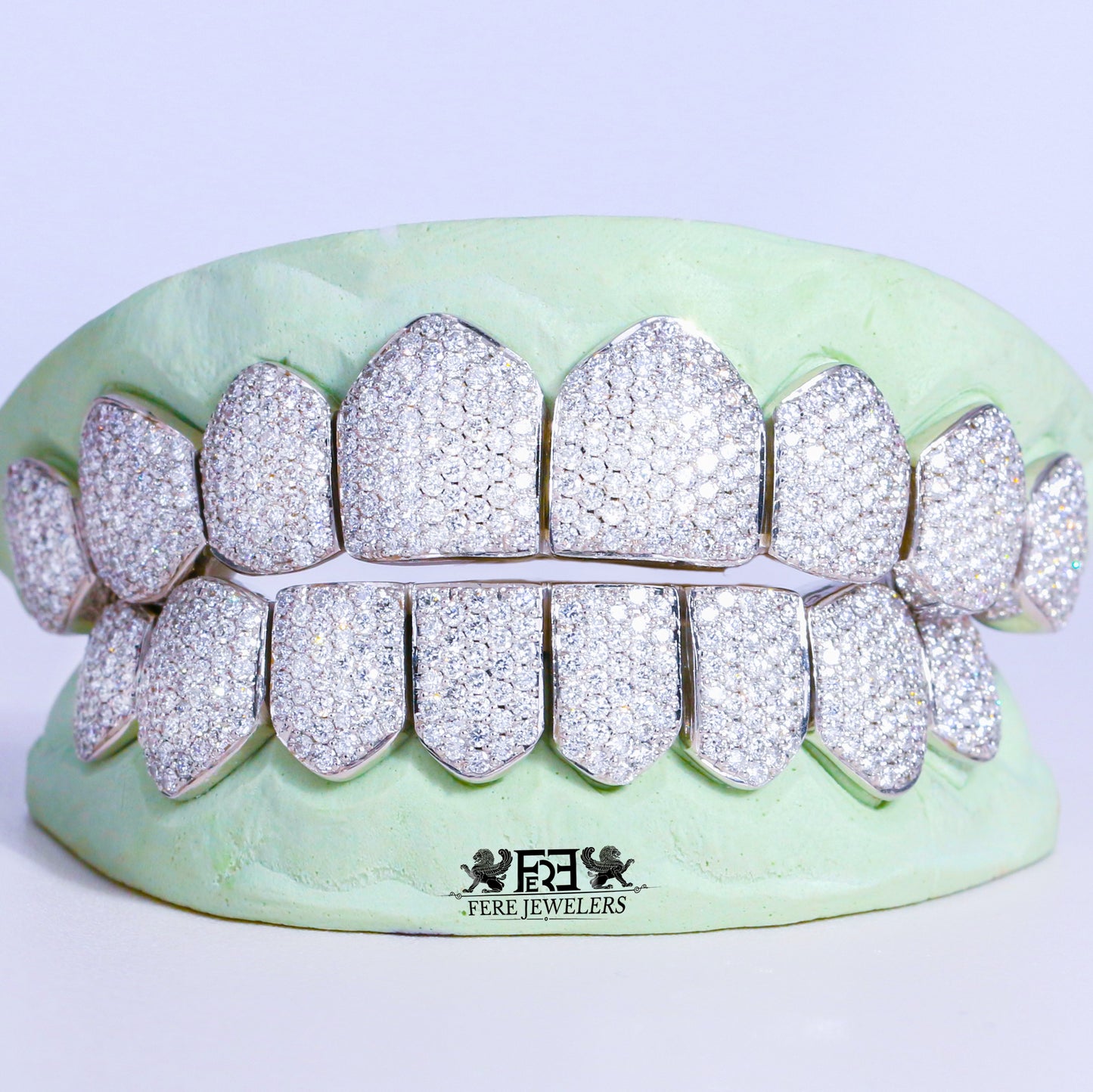 Custom VS Clarity Diamond Grillz Hand Set Natural Diamonds Gold Grillz