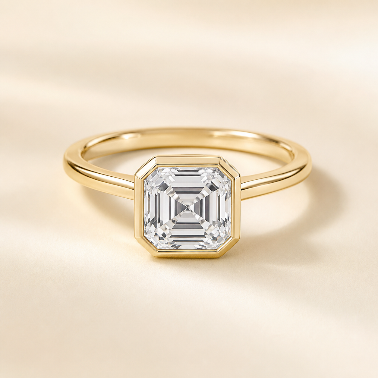Asscher lab-grown diamond engagement ring