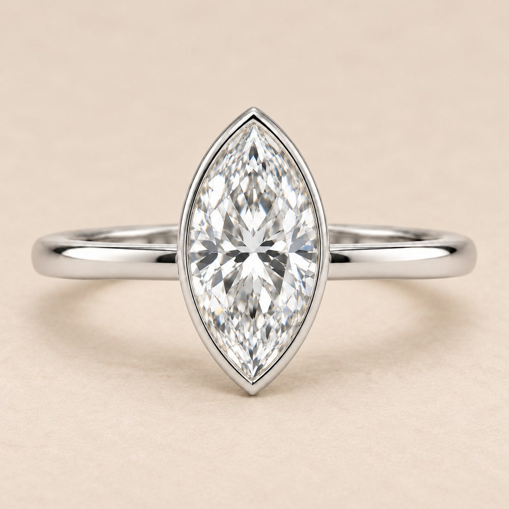 Marquise Bezel in White Gold, front view