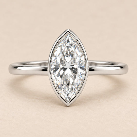 Marquise Bezel in 14K white gold, front view; generated draft review image