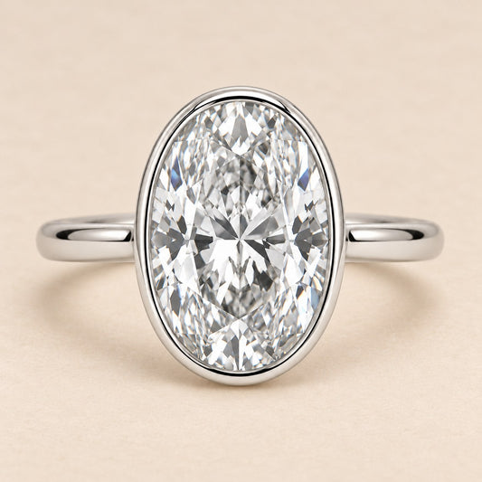 Oval Bezel in 14K white gold, front view; generated draft review image