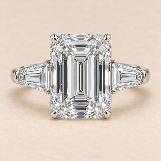 Emerald Diamond Ring 8.05 ct, front view