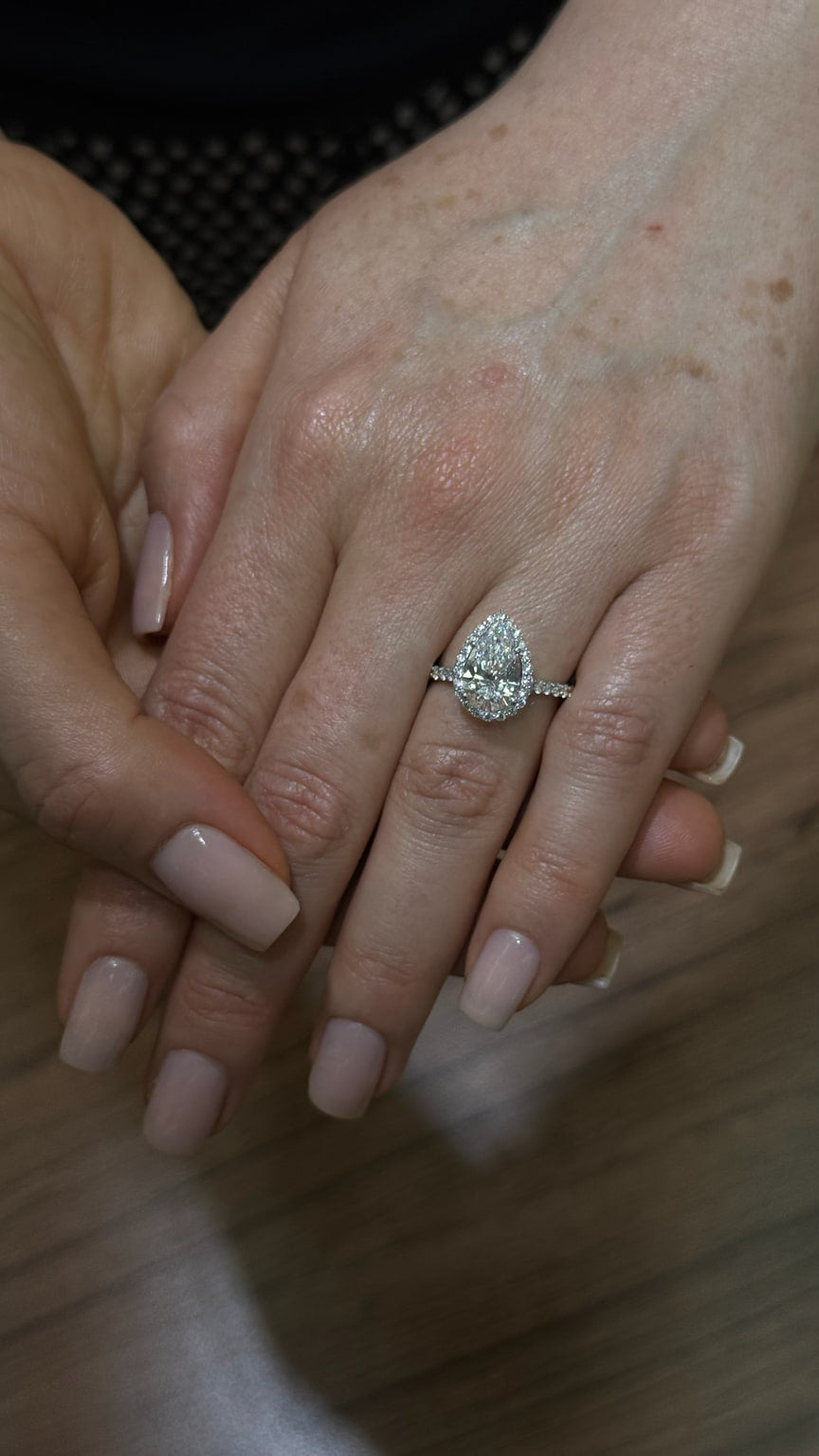 Pear-shaped diamond engagement ring by FERE Jewelers