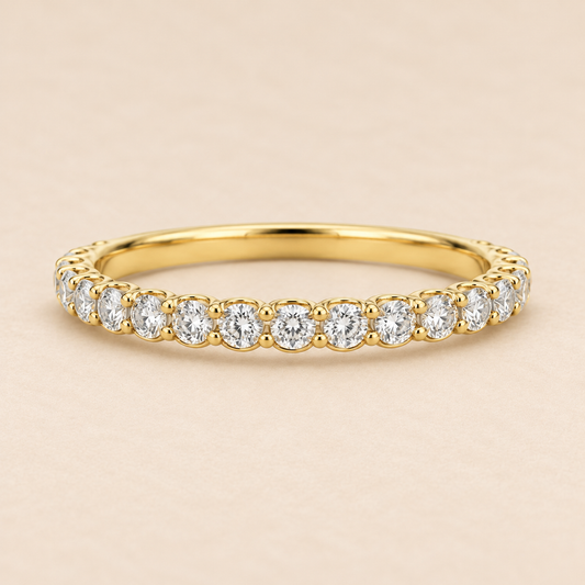 Round Diamond Wedding Band 0.95 ct in 14K yellow gold, front view