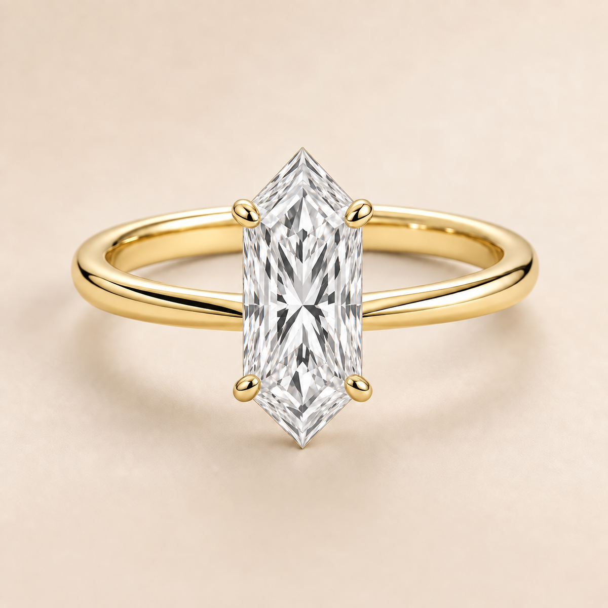 Dutch Marquise solitaire engagement ring in Yellow Gold — front view