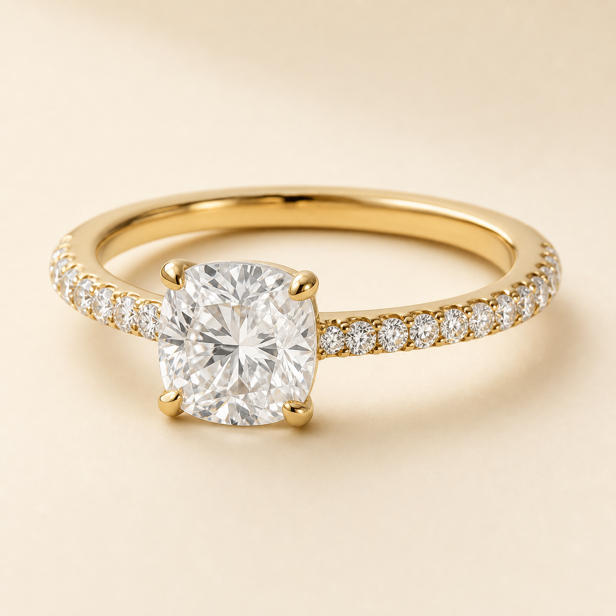 Cushion lab-grown diamond engagement ring