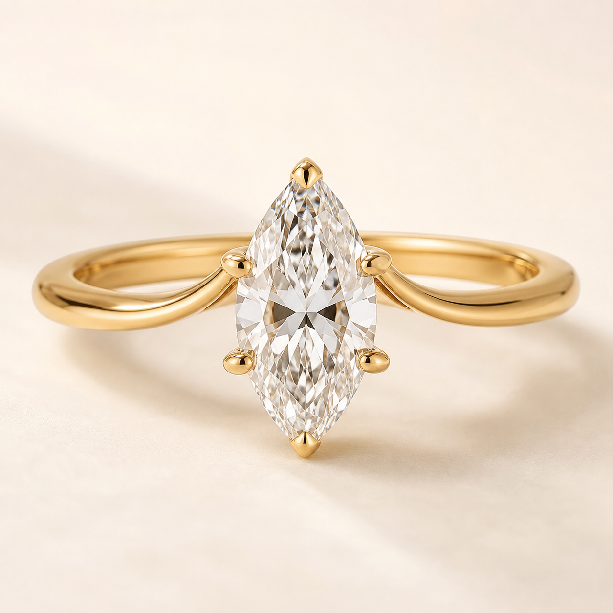 Marquise lab-grown diamond engagement ring