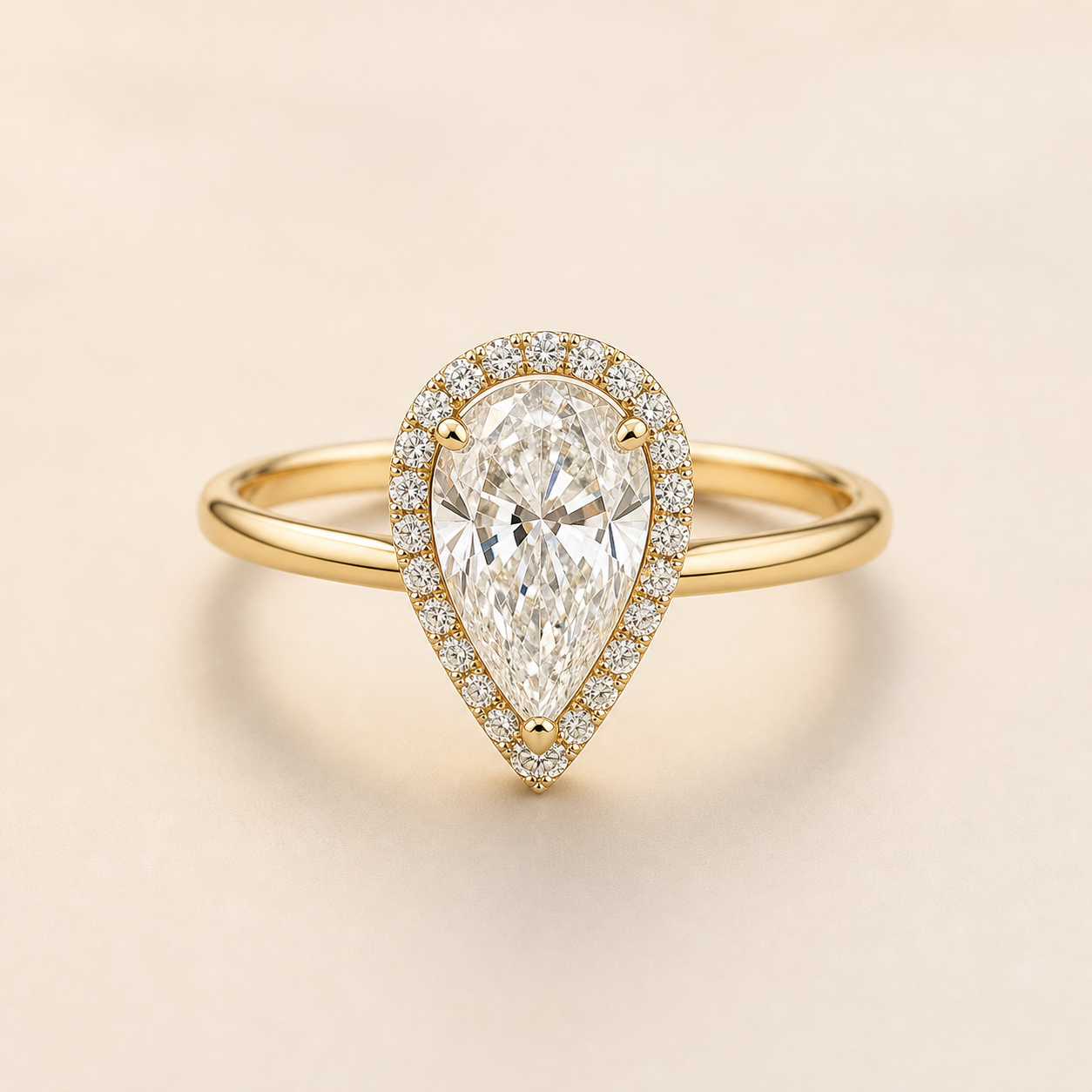 Pear lab-grown diamond engagement ring