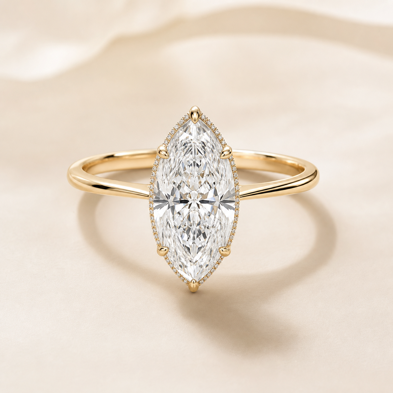 Moval Hidden Halo lab-grown diamond engagement ring