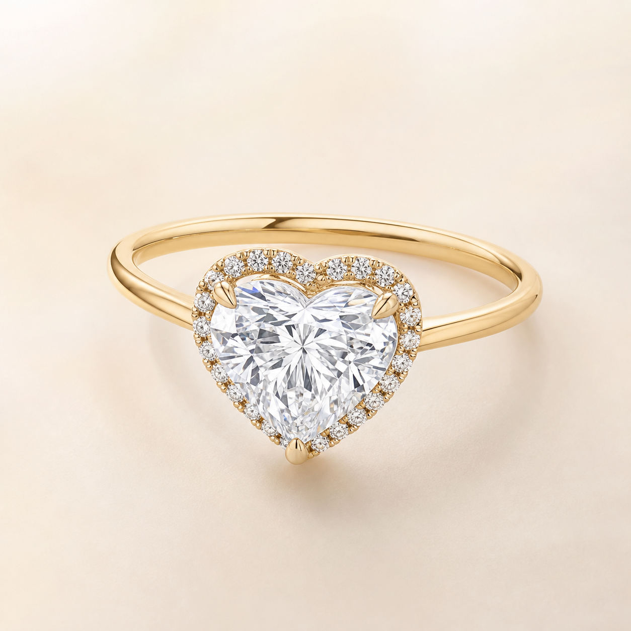 Heart lab-grown diamond engagement ring