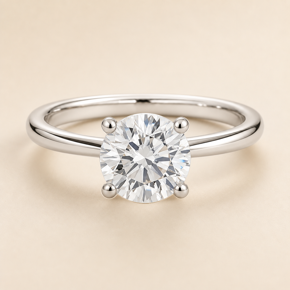 Round Plain Band in White Gold, 2 ct illustrative sample